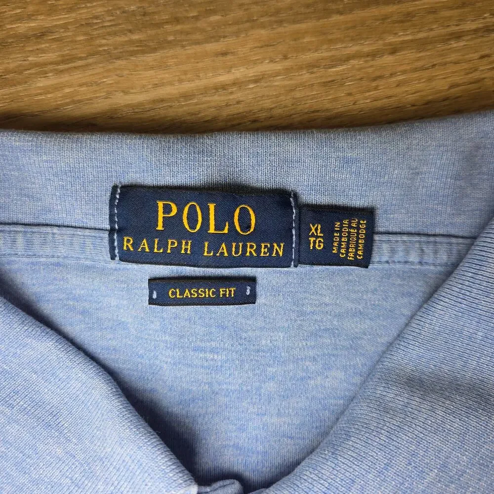 Polo Ralph Lauren Polo Shirt Mens XL Blue Flesh Pony Short Sleeve Preppy Ivy